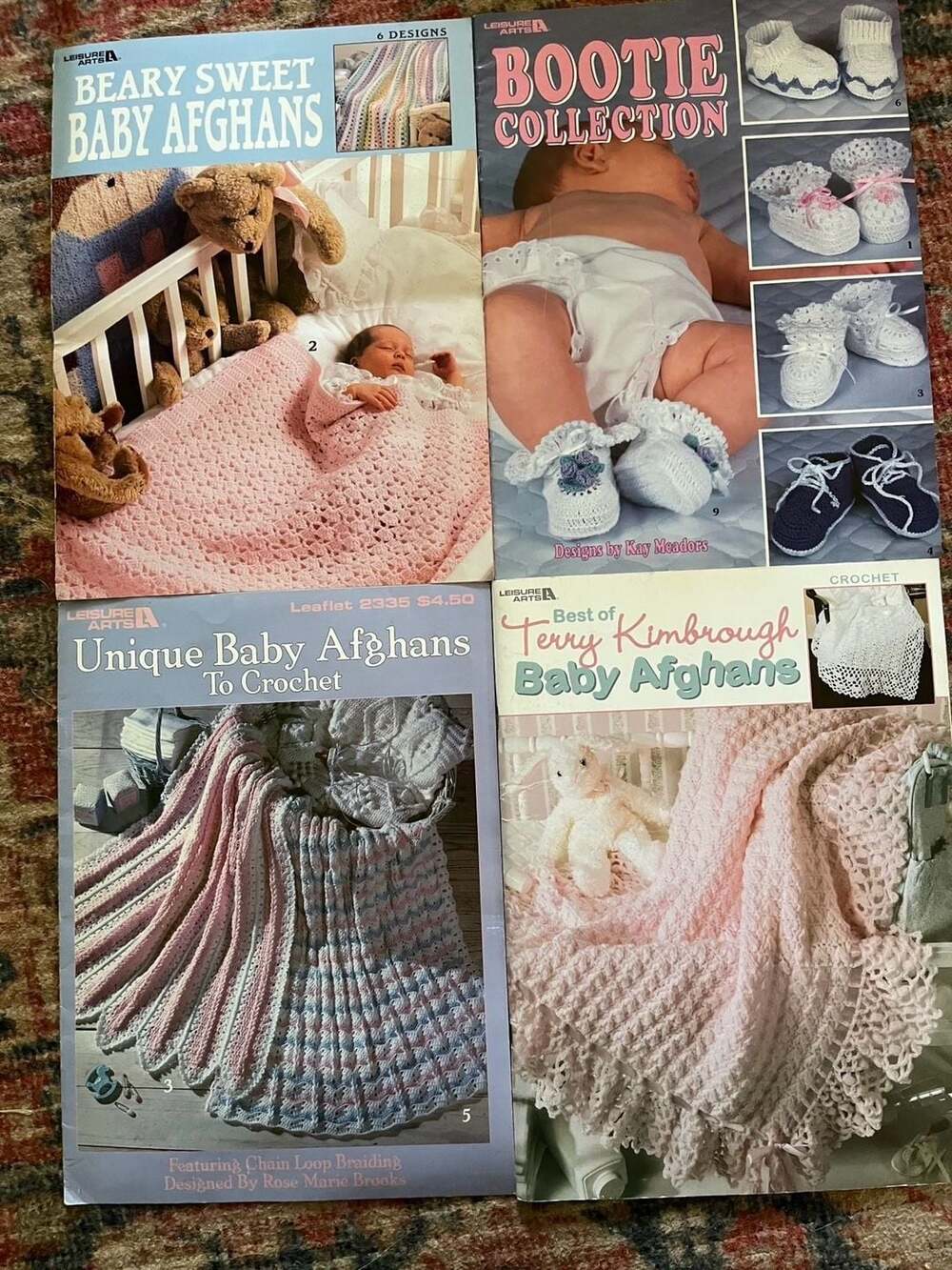 Crochet AFGHANS baby Lot Leisure Arts